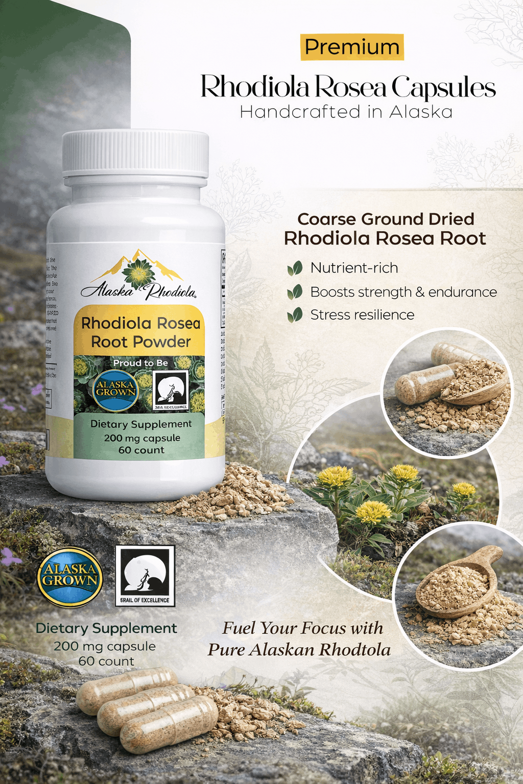 Alaska Rhodiola® Capsules – Root Powder
