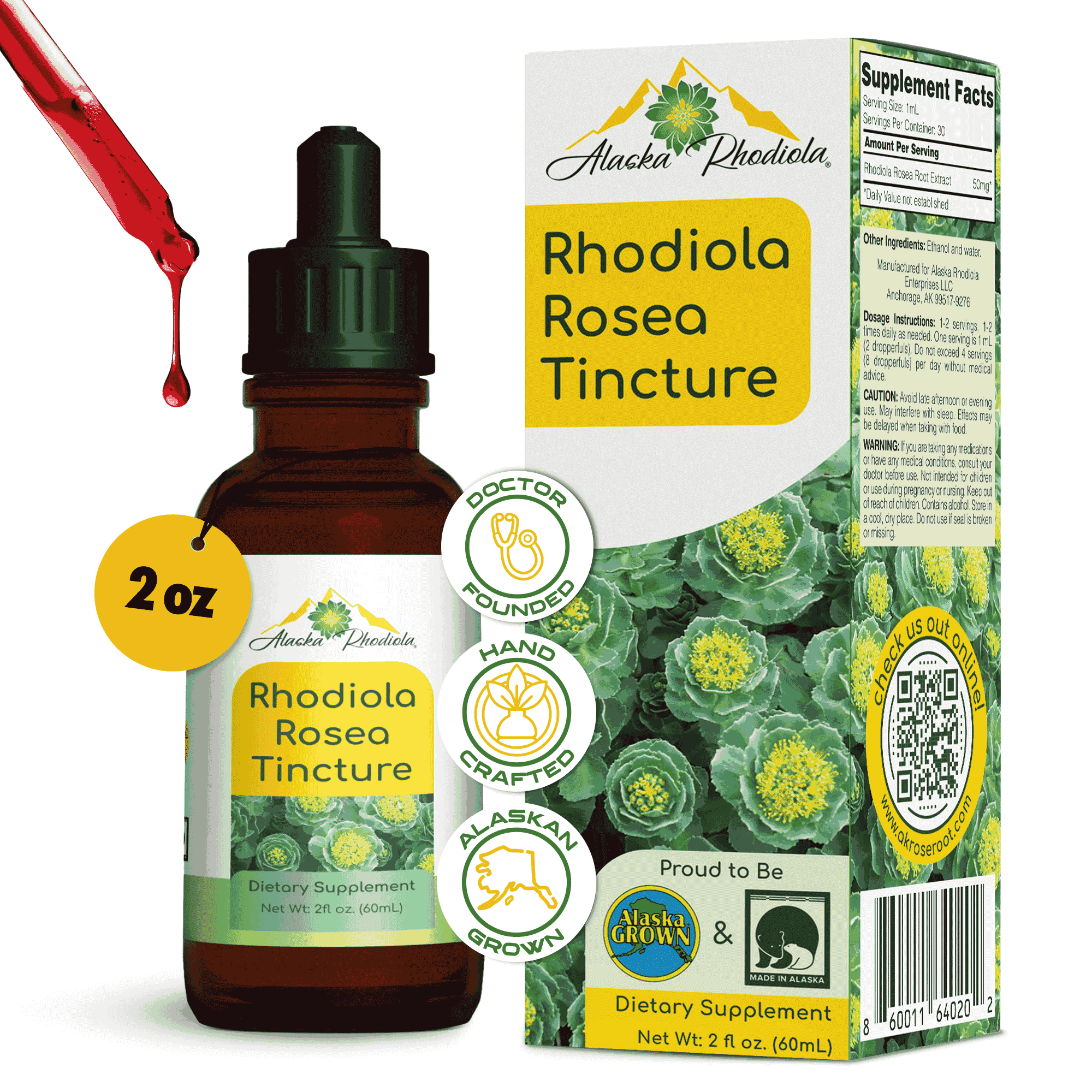 Alaska Rhodiola® Tincture – 2 oz Bottle